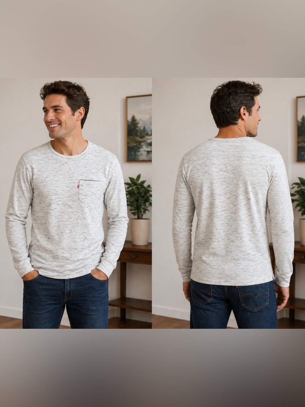 Levi’s Long Sleeve Pocket Tee Size S Heather Gray Soft Casual Classic Fit